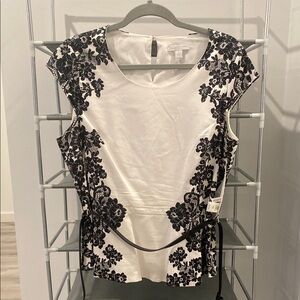Black and White Floral Women's Top